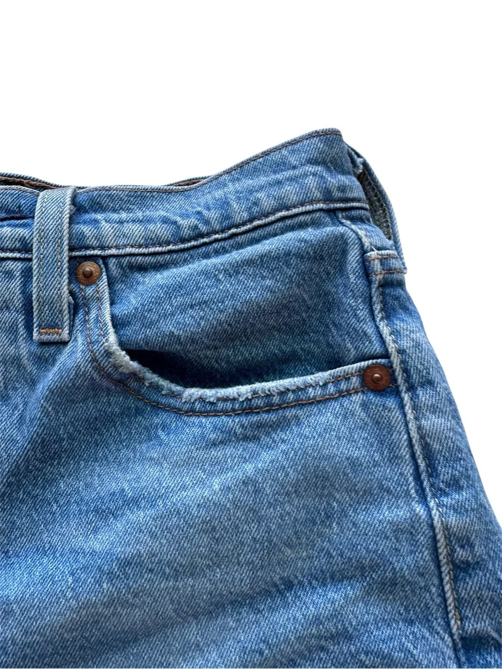 Women's Levis 501 Original High Rise Distressed Hem Cut Off Shorts - Picture 7 of 16
